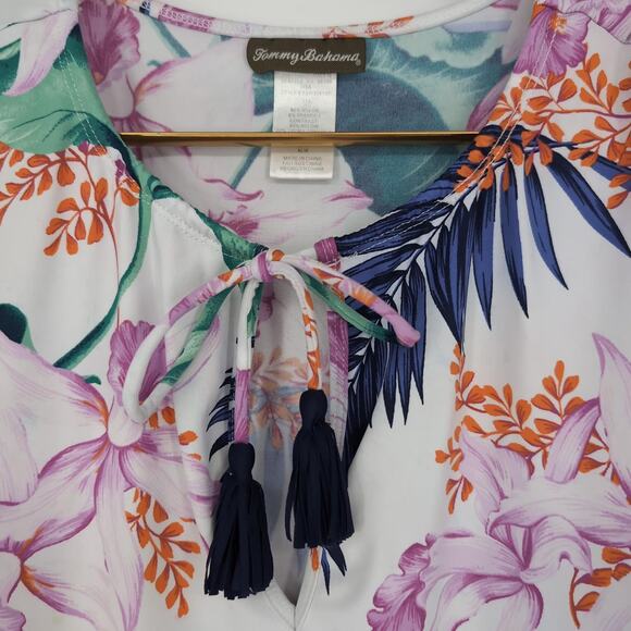 Tommy Bahama Orchid Canopy Swim Mini Dress w Pockets Tropical Print- Size M -GUC - Picture 4 of 14